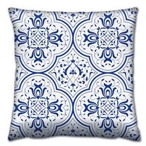 Декоративная подушка Mioli Decor, синий цв./белый цв., 43 см x 43 см