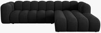 Kampinė sofa Micadoni Lupine Chenille, juoda sp., dešininė, 288 x 175 cm x 70 cm