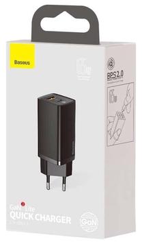 Prekė su pažeista pakuote. Telefono įkroviklis Baseus CCGAN2L-B01, USB/USB-C, juoda sp., 65 W