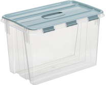 Daiktadėžė su dangčiu, daiktų saugojimo Pro Box, 60 l, skaidri sp./mėlyna sp.