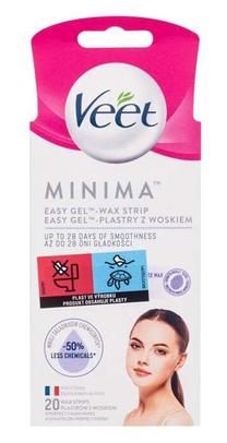 Depiliacinės juostelės Veet Minima Easy-Gel Wax Strip, 20 vnt.