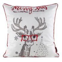 Kalėdinis dekoratyvinės pagalvėlės užvalkalas PSWA-304, balta/raudona/pilka, 45 cm x 45 cm