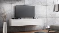 ТВ стол Pro Meble Milano Wall 160, белый цв./черный цв., 160 см x 32 см x 30 см