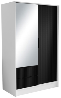 Spinta Norel, balta sp./juoda sp., 100 cm x 51 cm x 200 cm, su veidrodžiu