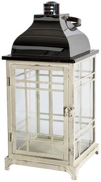Žvakidė Home4you, stiklas/mediena/metalas, 49 cm, balta sp./juoda sp.