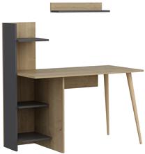 Rakstāmgalds un plaukts Kalune Design Omar 689RST1112, 120 cm x 60 cm, 74 cm, antracīta krās./koka krās.