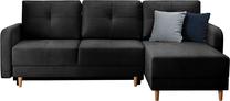 Kampinė sofa Roxi Loco 10, juoda sp., dešininė, 165 x 240 cm x 90 cm