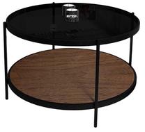 Kavos staliukas Kalune Design Bella, juoda sp./riešuto sp., 73 cm x 73 cm x 45 cm