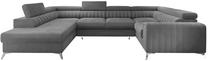 Kampinė sofa Louis Velvetmat 4, pilka sp., kairinė, 202 x 347 cm x 92 cm