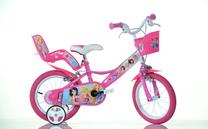 Vaikiškas dviratukas su papildomais ratukais, vaikų Dino Bikes Princess, rožinė sp., 14"