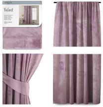 Nakts aizkari, ar atsaitēm AmeliaHome Velvet Pleat, gaiši violeta krās., 140 cm x 245 cm