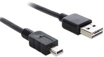 Vads Delock USB-A - miniUSB USB 2.0 A male, Mini USB, 1 m, melna krās.