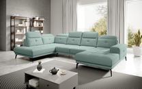 Kampinė sofa Bretan Poco 100, mėlyna sp., kairinė, 205 x 350 cm x 107 cm