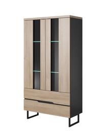Vitrina Idzczak Meble Luna 02, ąžuolo sp./juoda sp., 90 cm x 40 cm x 132 cm