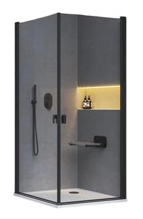 Dušas kabīne Ravak Chrome CRV1 100 1QVA0301Z1, kvadrātveida, bez paliktņa, 100 cm x 100 cm x 195 cm, melna krās./caurspīdīgs