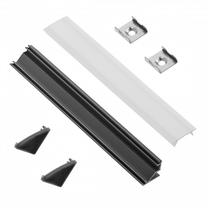 LED juostos profilis GTV Glax kampinis 45° PA-ZGLAXNKKTOMZ-20M, juoda sp.