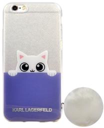 Telefona vāciņš Karl Lagerfeld, balta krās./violeta krās., Apple