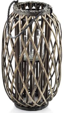 Фонарь Mondex Lantern Lucie, стекло/дерево, Ø 18 см, 50 см, коричневый цв.