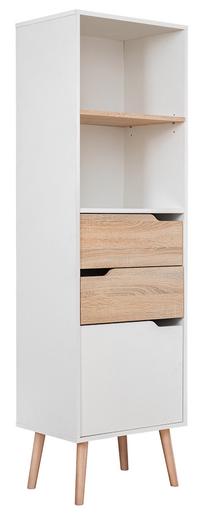 Lentyna Furnival Fastebo 1D2S, ąžuolo/balta, 38 cm x 51 cm x 171 cm