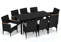 Āra mēbeļu komplekts VLX Garden Dining Set, melns krās./krēmkrāsas krās., 8 sēdvietas