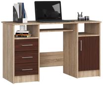 Rašomasis stalas su spintele Akord Ana, 124 cm x 52 cm, 74 cm, sonoma ąžuolo sp./tamsiai ruda sp.