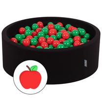 Baseinas su kamuoliukais KiddyMoon Foam Ball Pit Round 200 Balls, 90 cm x 90 cm, 200 vnt, juoda sp./raudona sp.