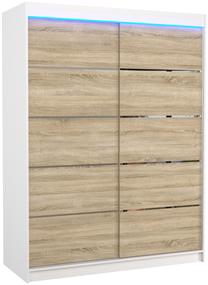 Spinta ADRK Luft LED, balta sp./sonoma ąžuolo sp., 58 cm x 150 cm x 200 cm