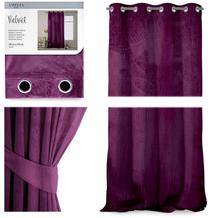 Nakts aizkari, ar atsaitēm AmeliaHome Velvet, violeta krās., 140 cm x 270 cm