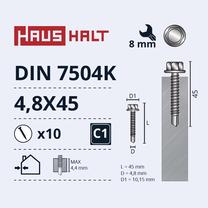 Pašvītņojošā skrūve Haushalt, 4.8 mm x 45 mm, 10 gab.