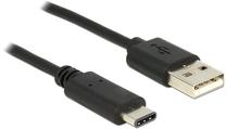Vads Delock USB 2.0 C male, USB 2.0 A male, 0.5 m, melna krās.