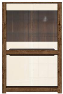 Vitrina Ruso S407-REG2W2D-DARL/PEP, dramblio kaulo sp./ruda sp., 45.5 cm x 104 cm x 158.5 cm