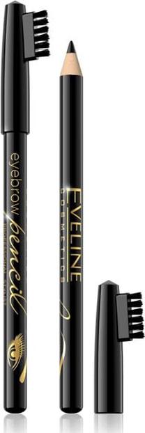 Uzacu zīmulis, ar birsti Eveline Eyebrow Pencil, melna krās.
