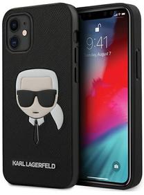 Telefono dėklas Karl Lagerfeld Saffiano Ikonik Karl`s Head, juoda sp., Apple