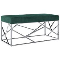 Prieškambario suoliukas VLX Velvet 249849, sidabro sp./žalia sp., 97 cm x 44 cm x 46 cm