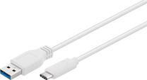 Vads Goobay USB A male, USB Type-C male, 1 m, balta krās.