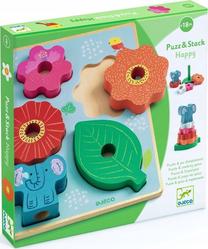 Деревянные пазлы Djeco Puzz & Stack Happy, 3.5 см, многоцветный, 7 шт.