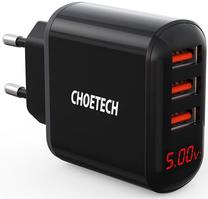Telefono įkroviklis Choetech Q5009-EU, 3 x USB, juoda sp., 17 W
