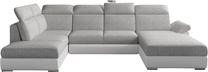 Kampinė sofa Evanell Berlin 01, Soft 17, balta sp./pilka sp., dešininė, 216 x 330 cm x 102 cm