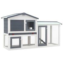 Grauzēju būris VLX Large Rabbit Hutch, 140 cm x 46 cm x 85 cm, balta krās./pelēka krās.