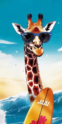 Bērnu dvielis Giraffe RPG-169, zila krās./brūna krās./dzeltena krās., 180 cm x 100 cm