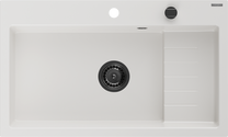 Кухонная мойка Mexen Omar White+Black, гранит, 80 см x 48 см x 21 см, белый цв./черный цв.