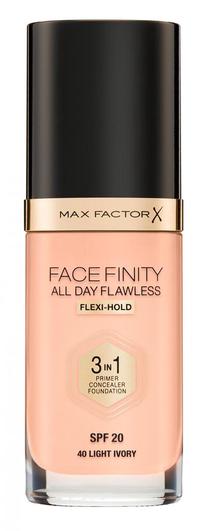Makiažo pagrindas Max Factor Facefinity 3in1, šviesiai ruda sp., 40 light ivory, 30 ml