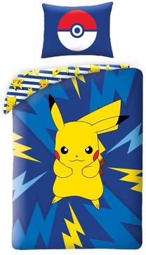 Детский комплект постельного белья Pokemon POK 605BL, синий цв./белый цв./желтый цв., 140 x 200 cm