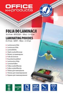 Laminēšanas plēve Office Products, 125 μm x 95 mm x 65 mm, 100 gab.
