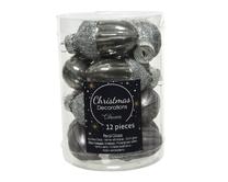 Ziemassvētku eglītes rotaļlieta Decoris 012551, pelēka, 30 mm, 12 gab.