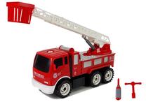 Žaislinė gaisrinė mašina Lean Toys Fire Truck Fire Brigade with 2-in-1 Turning Ladder 7039, raudona sp.