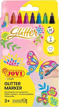 Flomasteriai Jovi Glitter, su blizgesiu, įvairių spalvų, 8 vnt.