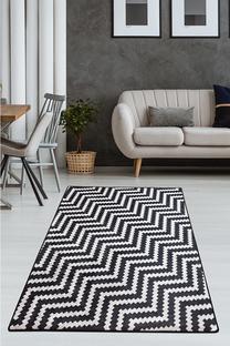 Paklāja celiņš Conceptum Hypnose Zickzack Djt, balta krās./melna krās., 200 cm x 80 cm