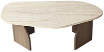 Kavos staliukas Kalune Design Rock, riešuto sp./travertine sp., 60 cm x 100 cm x 35 cm