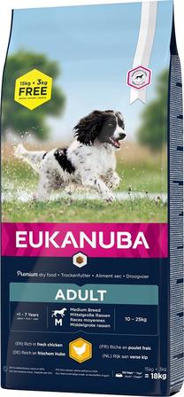Kuiv koeratoit Eukanuba Premium Breed Chicken, kanaliha, 18 kg